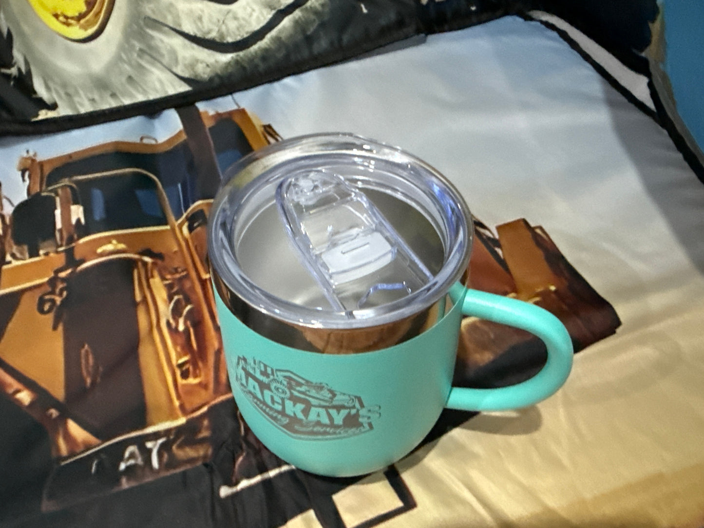 Stainless tumbler with handle (turquoise)