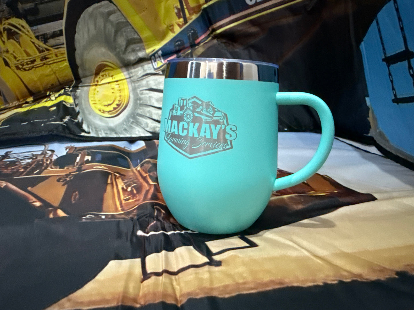 Stainless tumbler with handle (turquoise)
