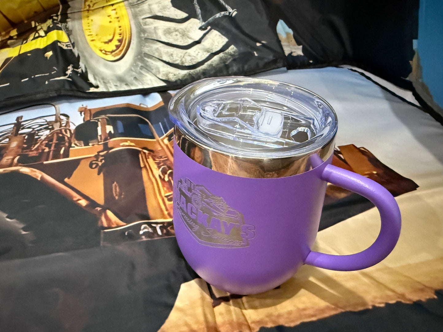 Stainless tumbler with handle (purple)