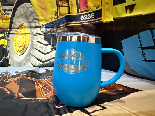 Stainless tumbler with handle (blue)