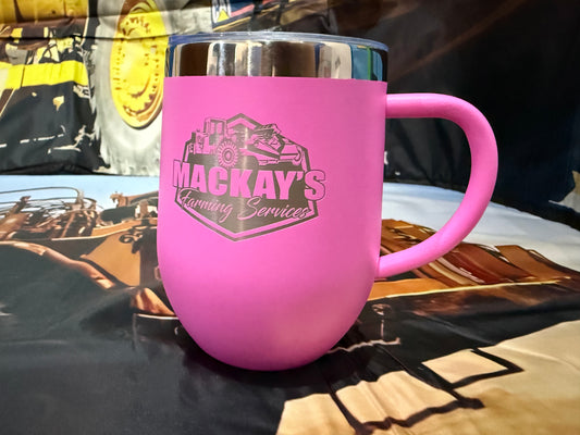 Stainless tumbler with handle (pink)