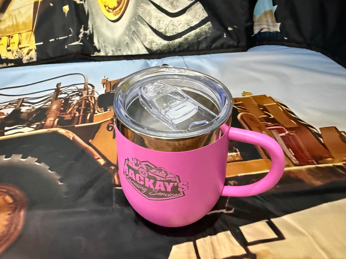 Stainless tumbler with handle (pink)